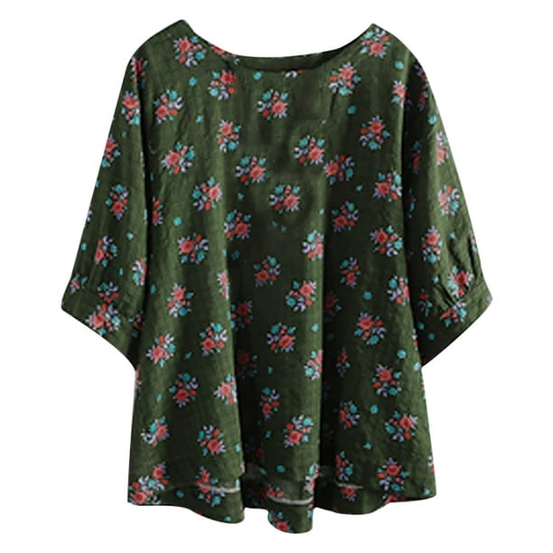AOJIAN Blouse Women Long Sleeve T Shirt Five Pointed Star Print Plus Size Tops 